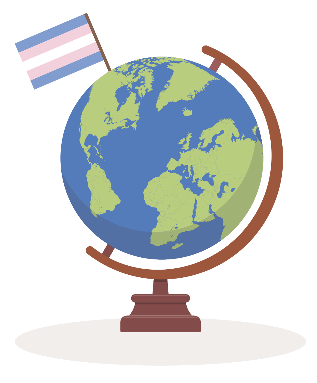 Globus mit Transident-Flagge